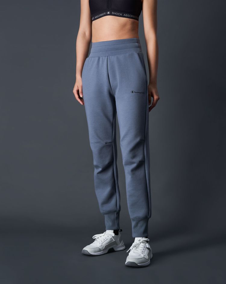 Champion Pantaloni Con Polsino in Poli Cotone Elasticizzato Interlock Grigio Donna