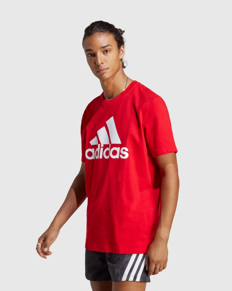 Adidas T-shirt Essentials Single Jersey Big Logo Rosso Uomo