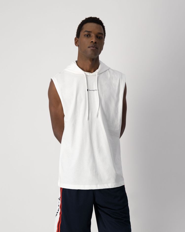 Champion Canotta Con Cappuccio Basket Bianco Uomo