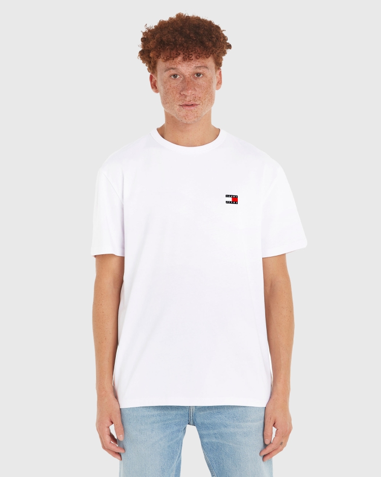 Tommy Hilfiger T-Shirt con Badge Regular Fit Bianco Uomo