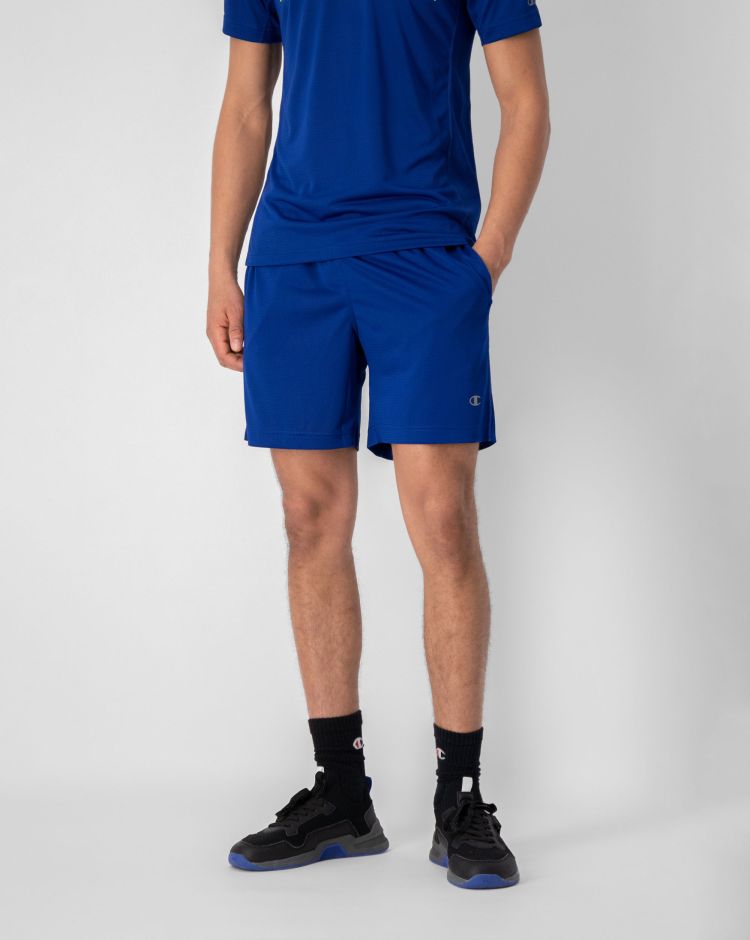 Champion Shorts Micro Mesh Con Logo Riflettente Blu Uomo
