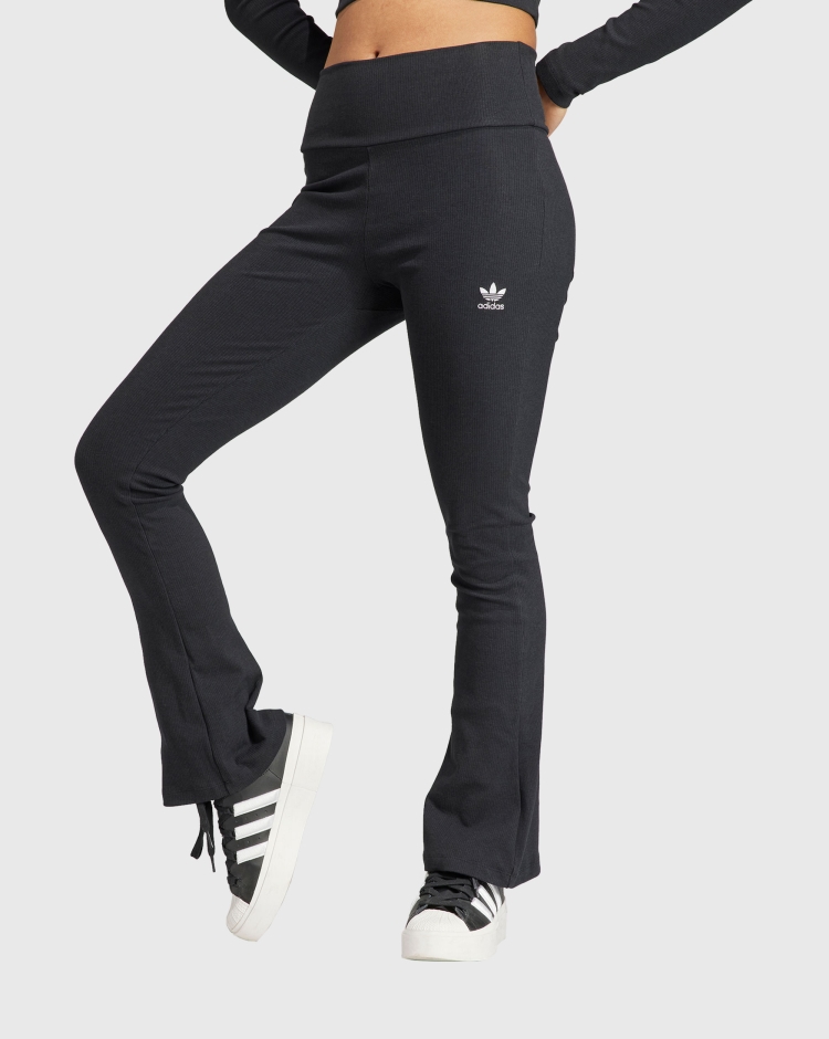 Adidas Originals Pantaloni Essentials Rib Flared Nero Donna