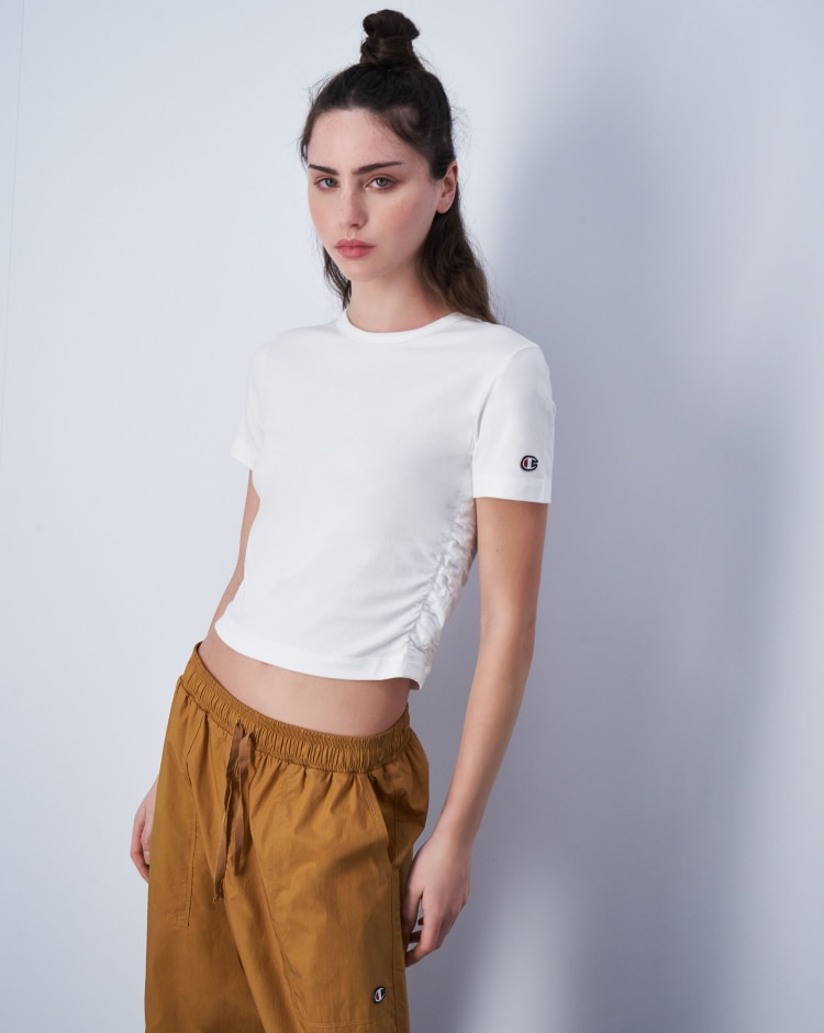 Champion T-Shirt Crop Gricollo Minimalist Bianco Donna