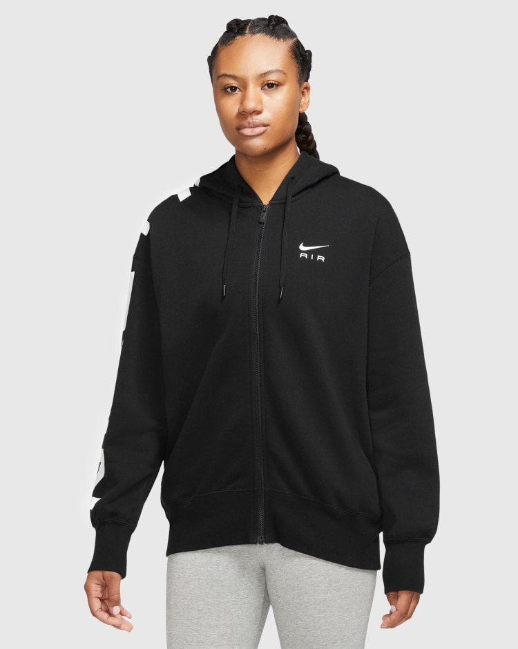 Nike Air Felpa Full Zip Con Cappuccio Oversize Nero Donna