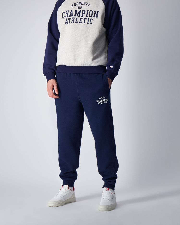 Champion Athletic Pantalone con Polsino Blu Uomo