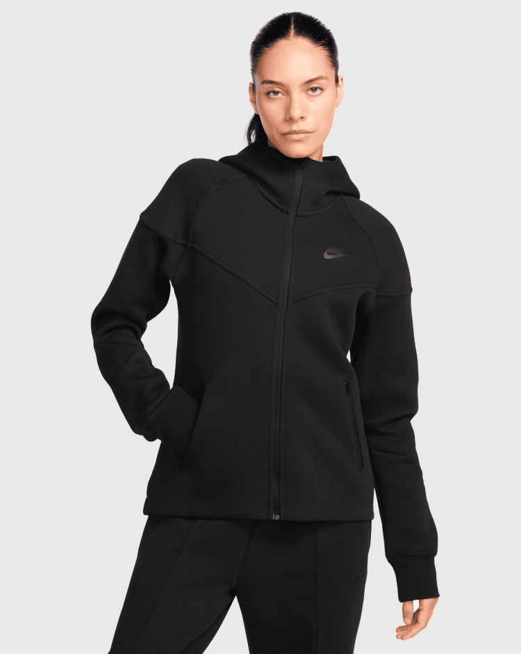 Nike Felpa Con Cappuccio Sportswear Tech Fleece Windrunner Full-Zip Nero Donna