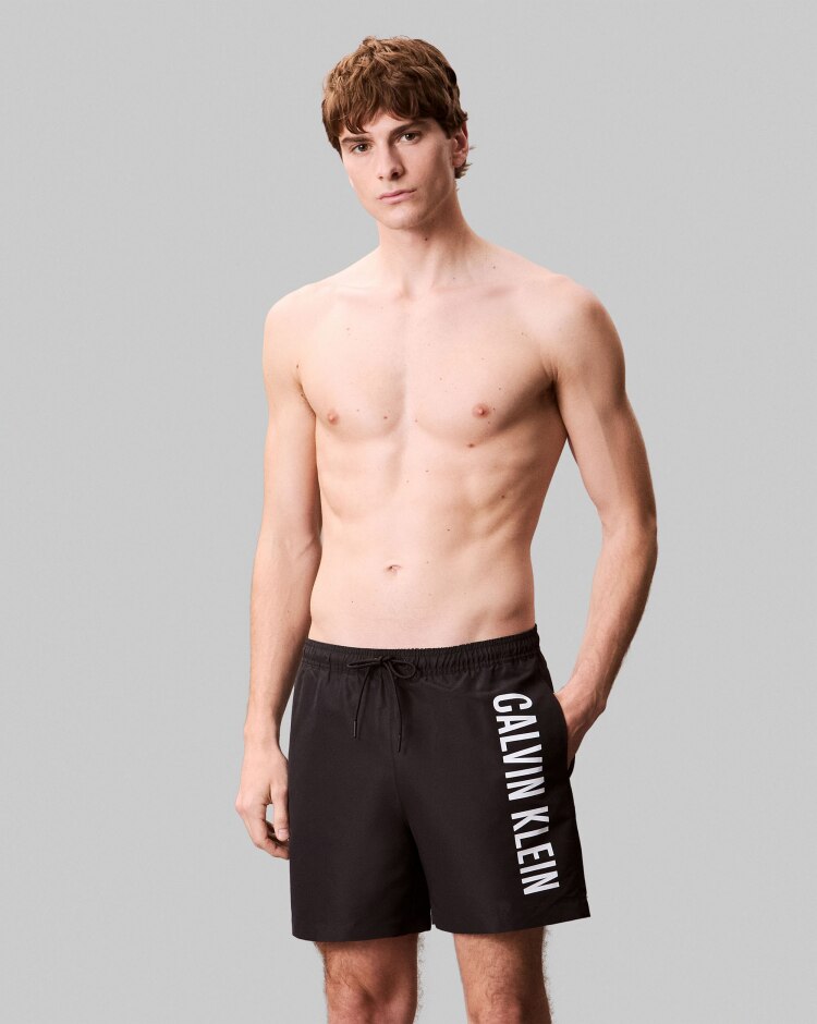 Pantaloncini da bagno con cordoncino medio Nero Uomo