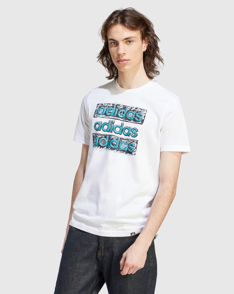 Adidas T-Shirt Doodle Bianco Uomo