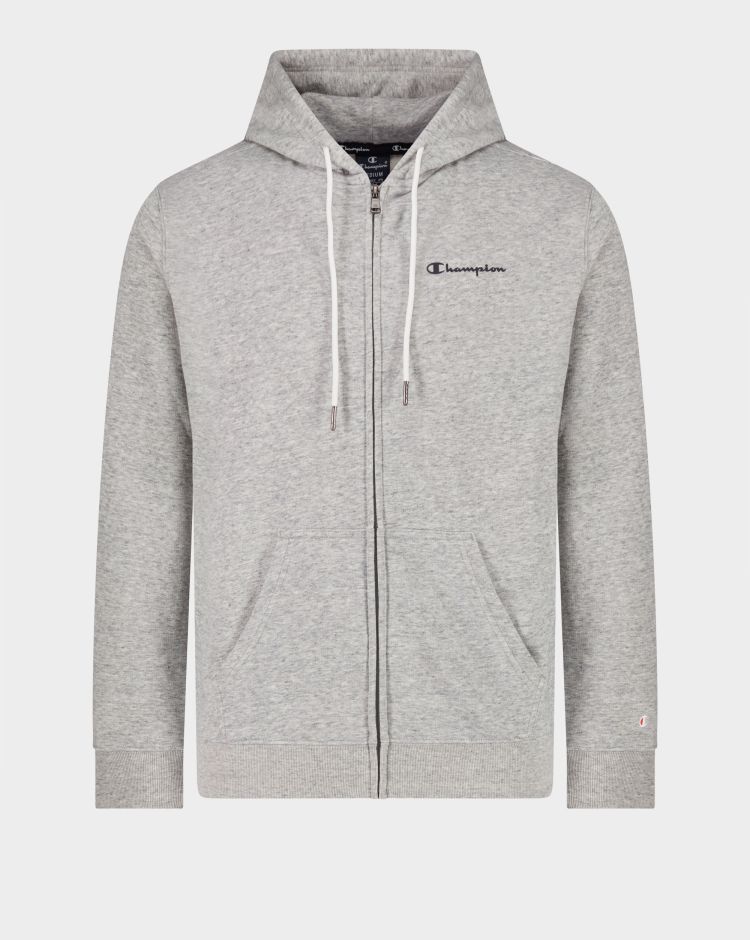 Champion Felpa Full Zip Con Cappuccio Small Logo Grigio Uomo