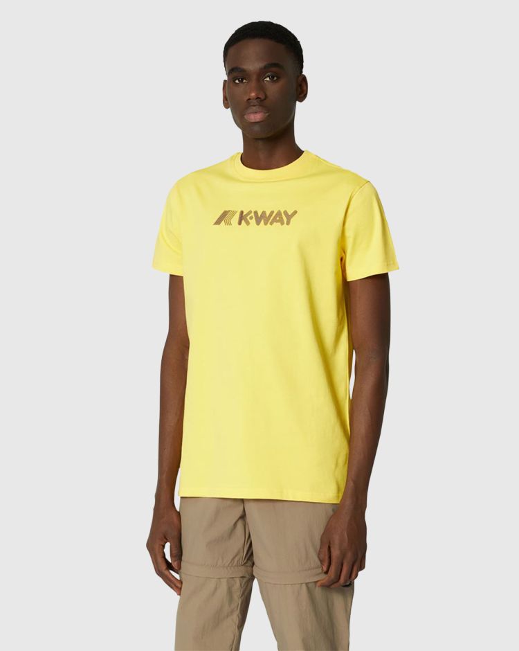 K-way T-Shirt Elliot 3D Stripes Logo Giallo Uomo