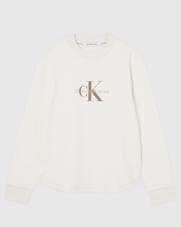 Calvin Klein T-shirt manica lunga Archival Monologo Bianco Uomo
