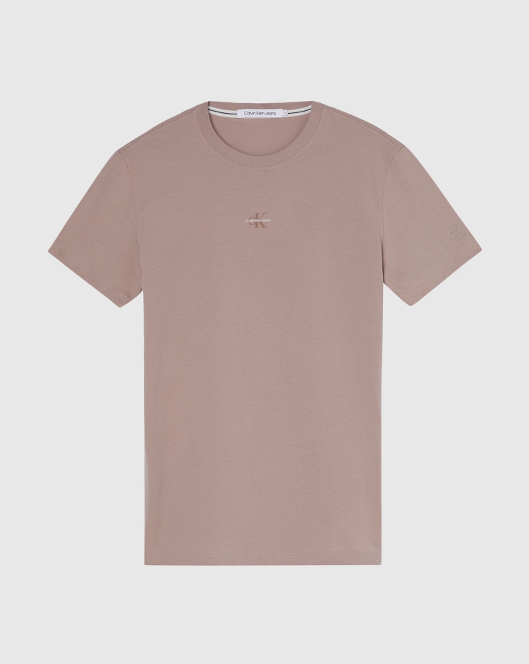Calvin Klein T-Shirt Micro Monologo Marrone Uomo
