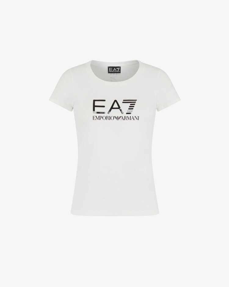 Emporio Armani T-shirt in jersey stretch con maxi-logo Donna