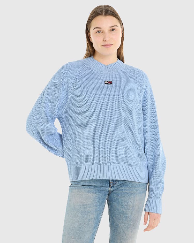 Tommy Hilfiger Pullover Relaxed Fit Con Distintivo Blu Donna