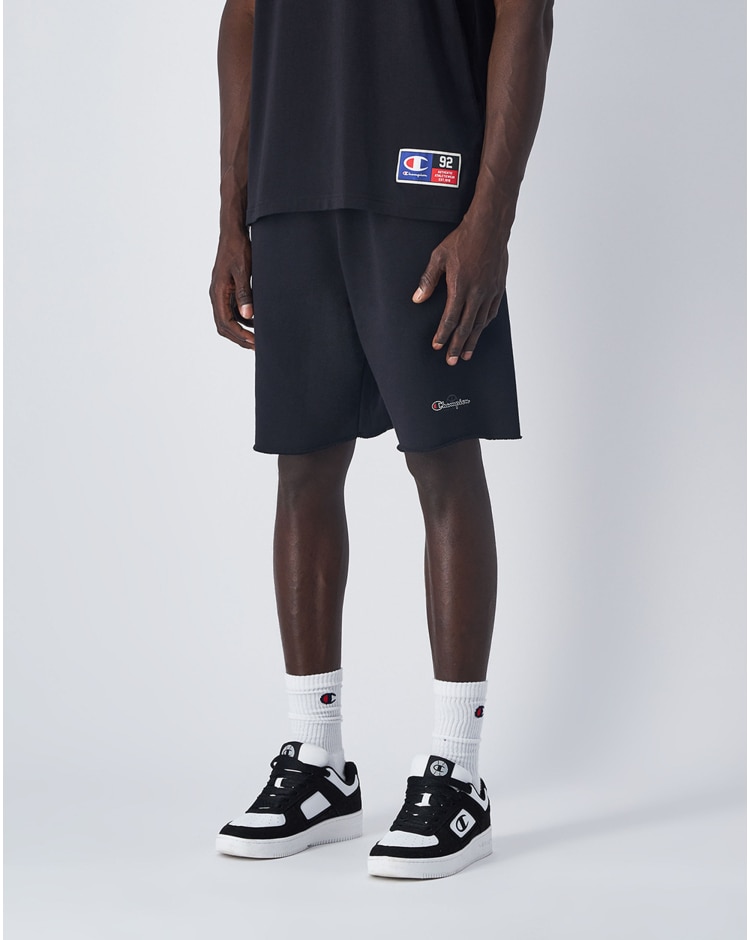 Champion Shorts Con Tasche in Terry Nero Uomo