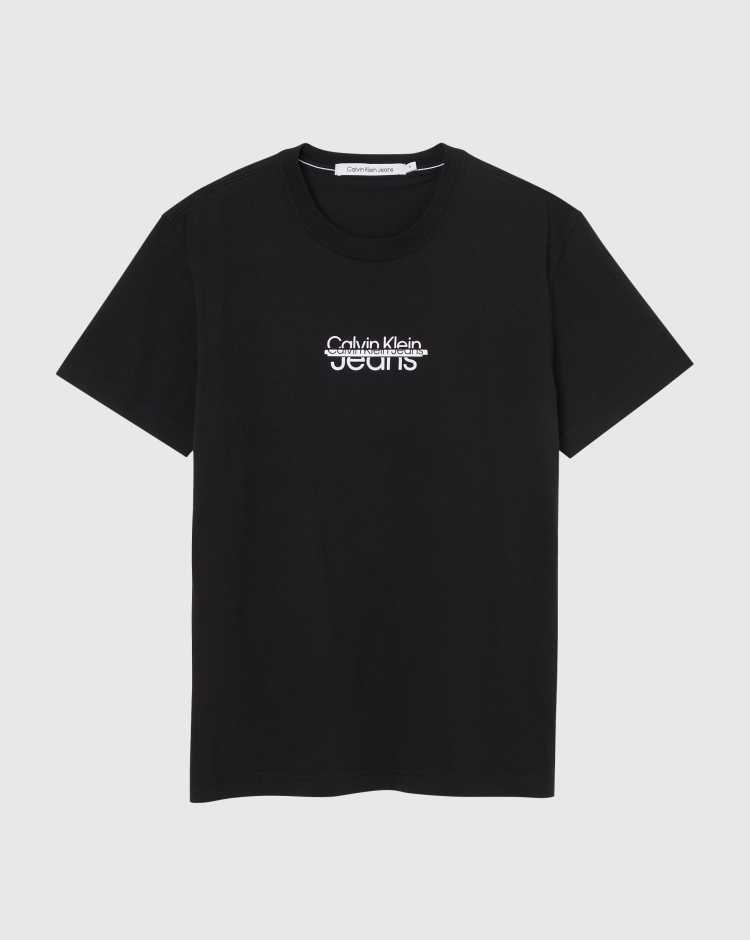 Calvin Klein T-Shirt Small Disrupted Lacquer Logo Nero Uomo
