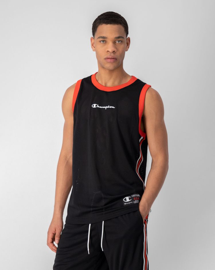 Champion Canotta In Mesh Di Ispirazione Vintage Nero Uomo