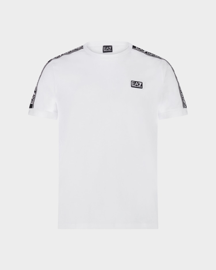 Emporio Armani EA7 T-Shirt Train Logo Tape Bianco Uomo