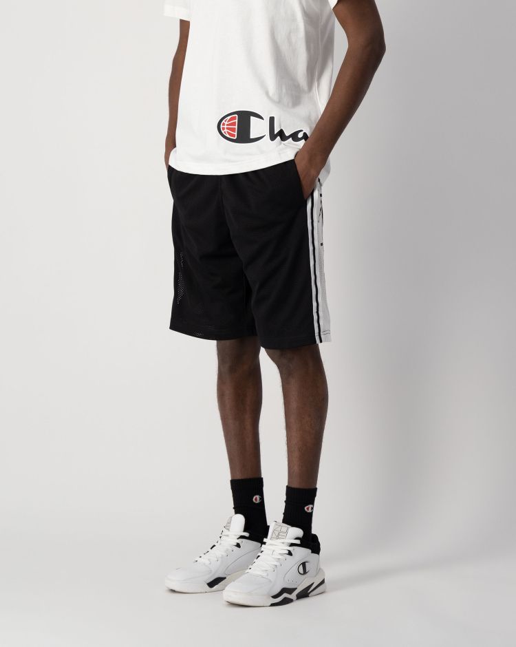 Champion Shorts Mesh Con Logo Sul Fianco Nero Uomo