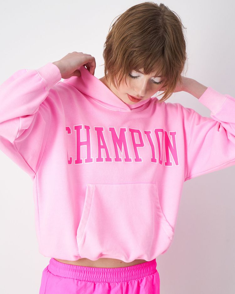 Champion Felpa Con Cappuccio E Logo College Rosa Donna