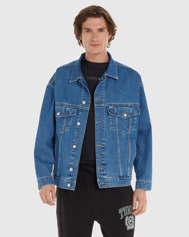 Giacca Denim Flag Oversize Blu Uomo