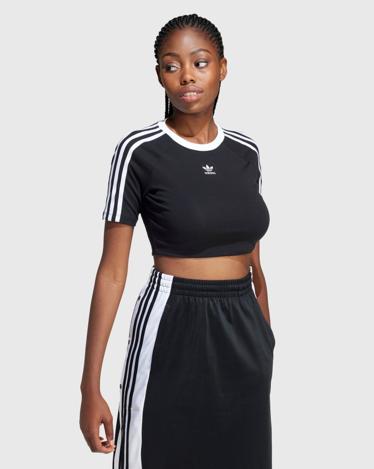 Adidas Originals T-Shirt 3-Stripes Baby Nero Donna