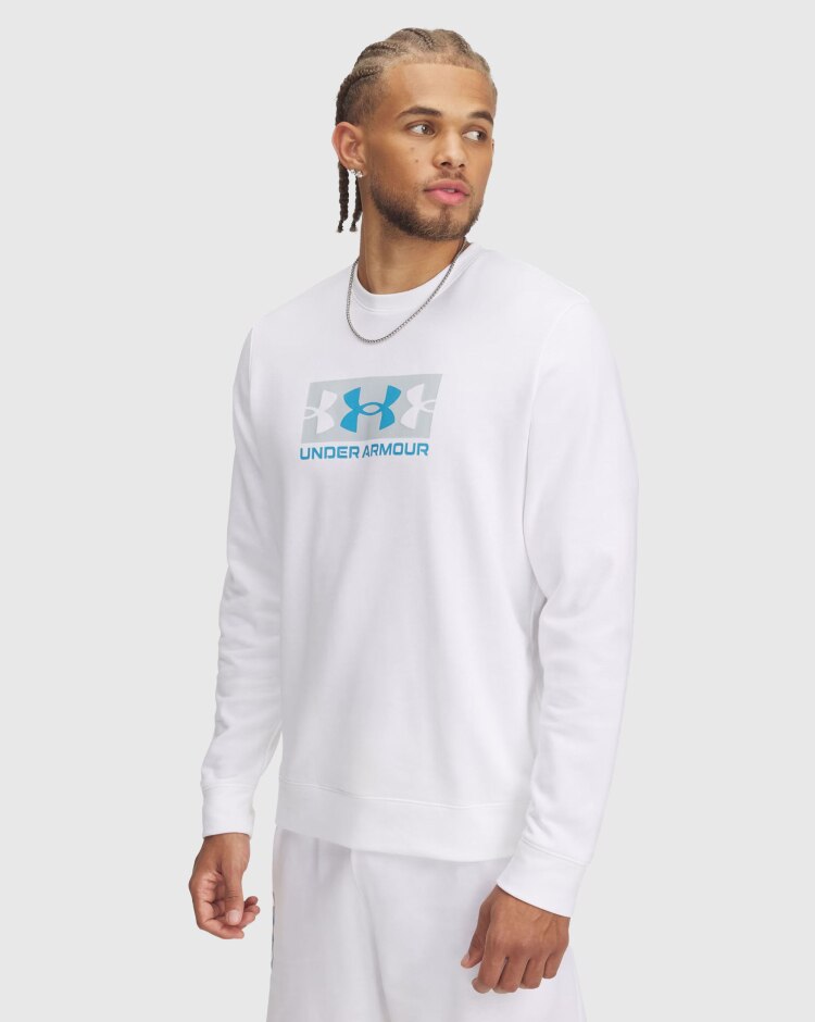 Maglia UA Rival Terry Logo Crew Bianco Uomo