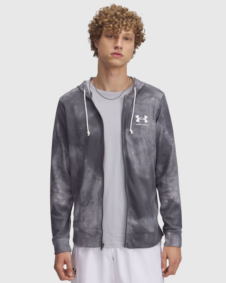 Giacca UA Rival Terry Printed Full Zip Grigio Uomo