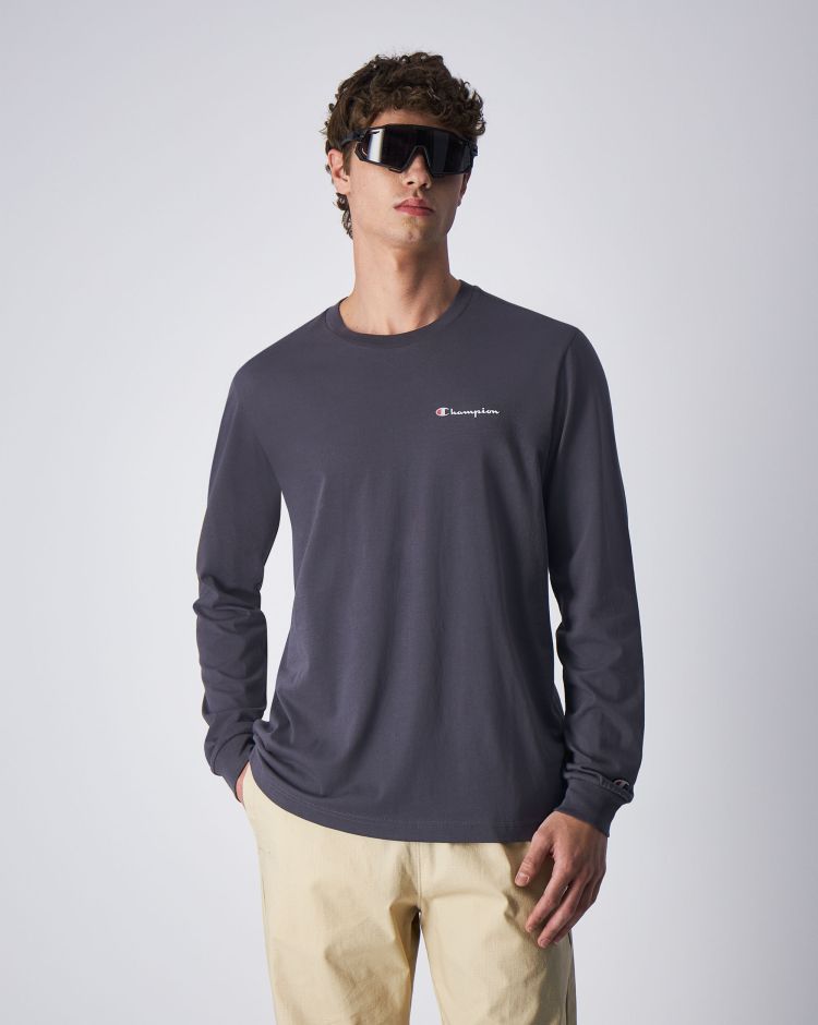 Champion T-Shirt Manica Lunga American Classics Mini Logo Grigio Uomo