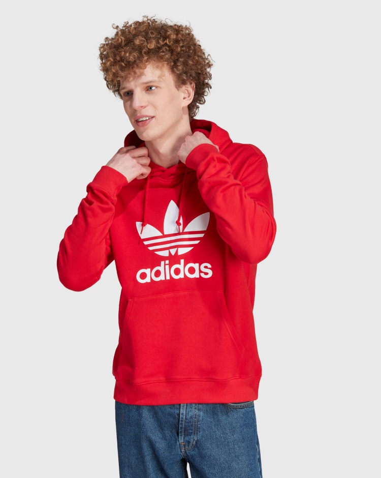 Adidas Originals Hoodie adicolor Classics Trefoil Rosso Uomo