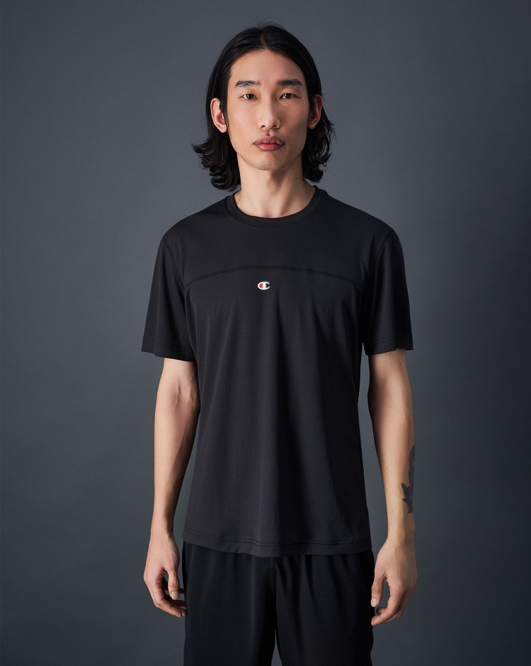 Champion T-Shirt Girocollo C-Logo Nero Uomo