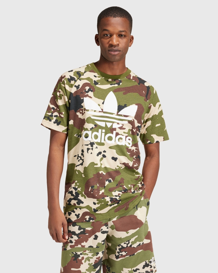 Adidas Originals T-Shirt Camo Trefoil  Verde Uomo