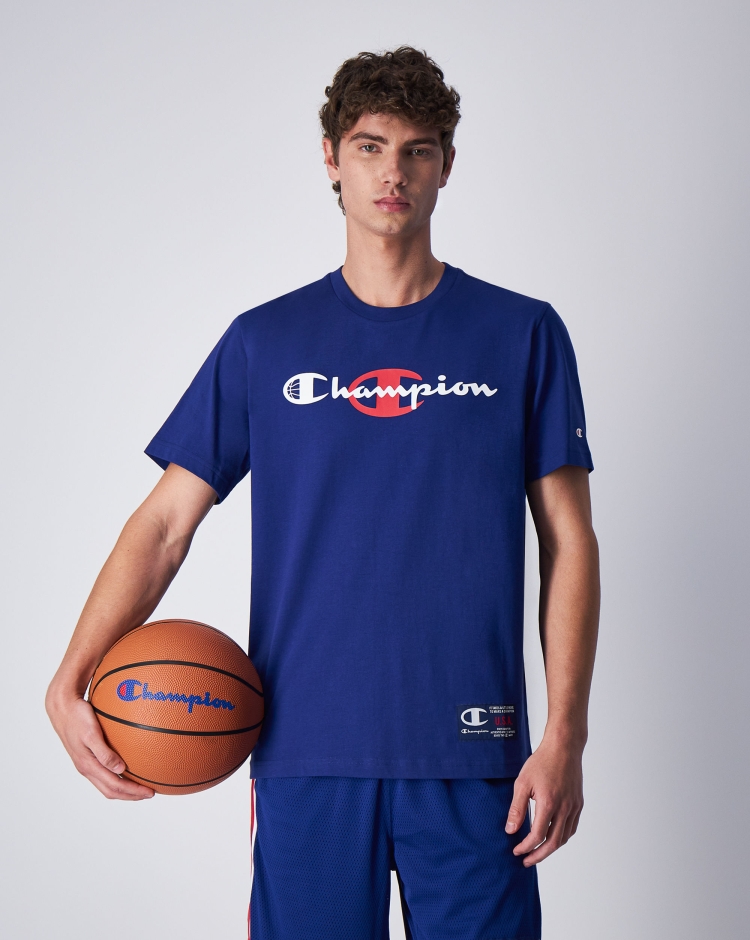 Champion Basket T-Shirt Girocollo Blu Uomo