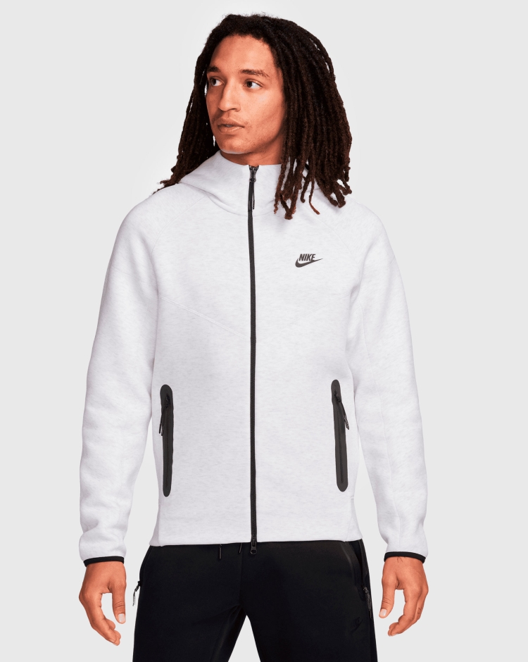 Nike Tech Fleece Felpa Con Cappuccio Windrunner Full Zip Bianco Uomo