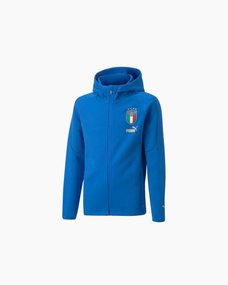 Puma Figc Italia Player Casuals Hooded Jacket Blu Bambino