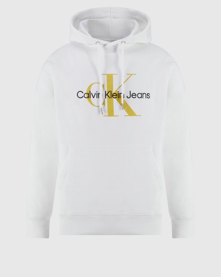 Calvin Klein Felpa Monologo Con Cappuccio Bianco Uomo