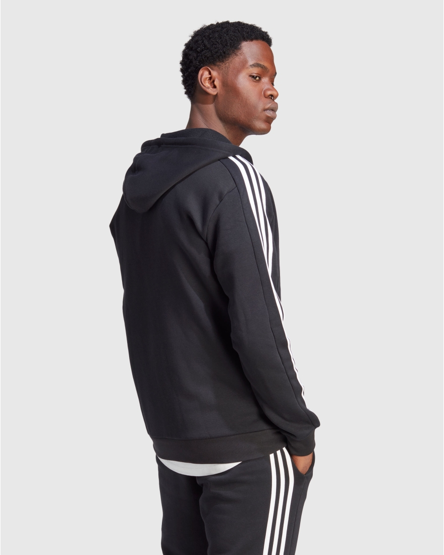 Adidas Felpa Con Cappuccio 3 Stripes Full Zip Nero Uomo Nero Game7Athletics