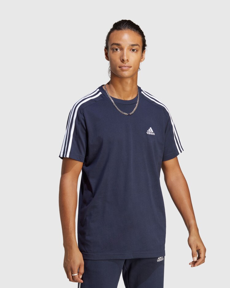 Adidas T-shirt Essentials Single Jersey 3-Stripes Nero Uomo