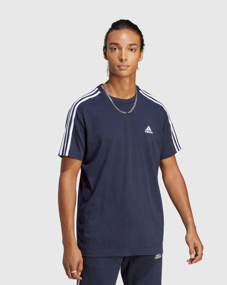 Adidas T-shirt Essentials Single Jersey 3-Stripes Nero Uomo