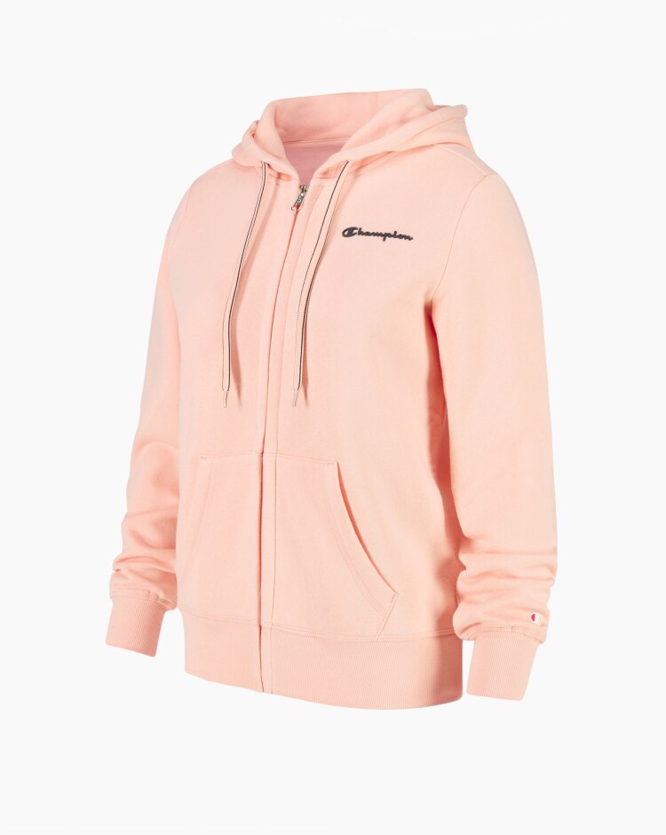 Champion Felpa con cappuccio, zip e logo Rosa Donna