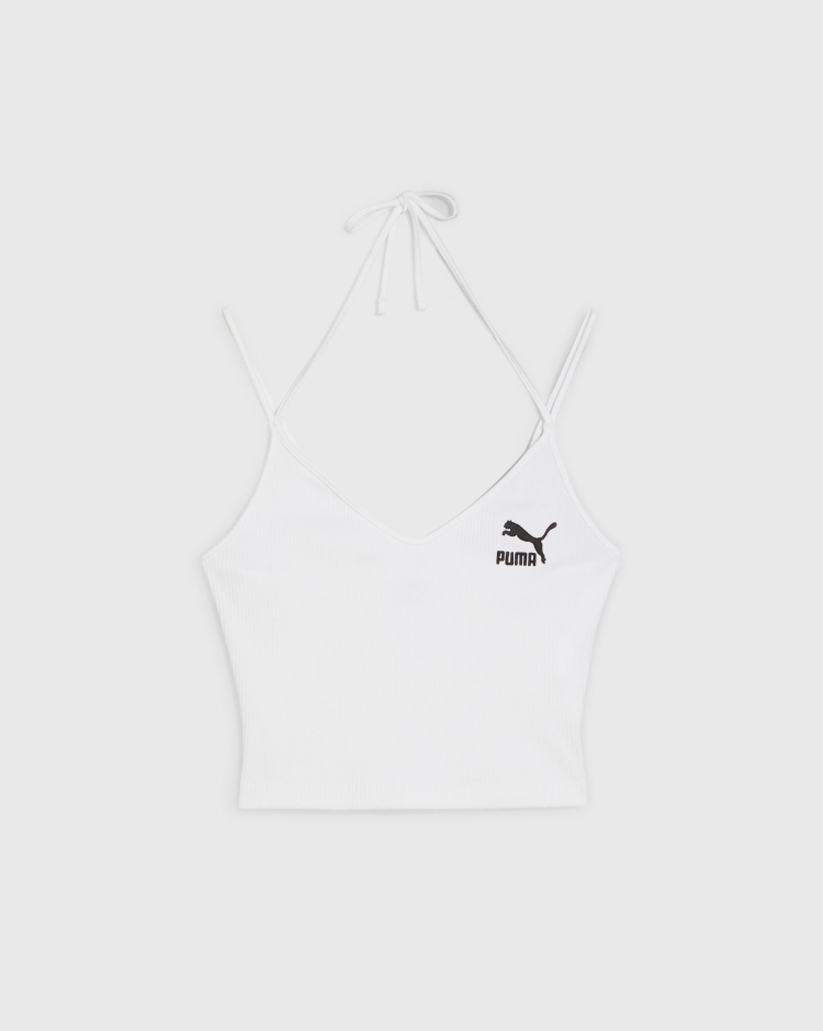 Puma Crop Top a Coste Classics Bianco Donna