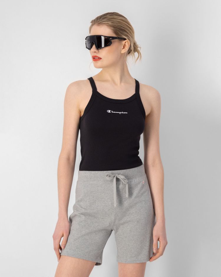 Champion Canotta In Costina Con Logo Champion Nero Donna