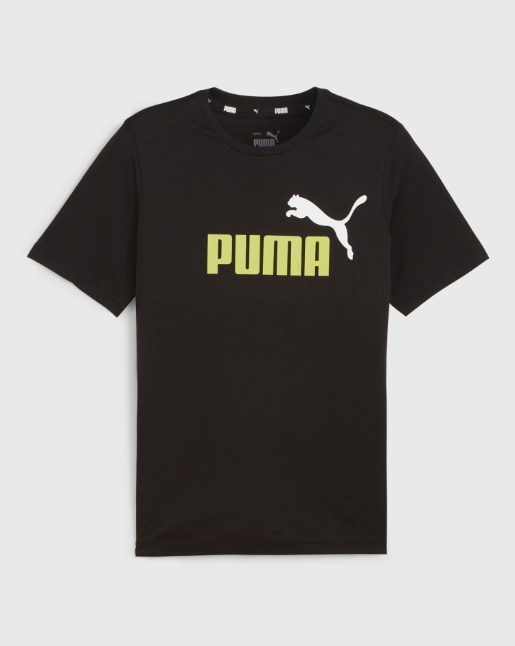 Puma T-Shirt Con Logo Bicolore Essentials Nero Uomo