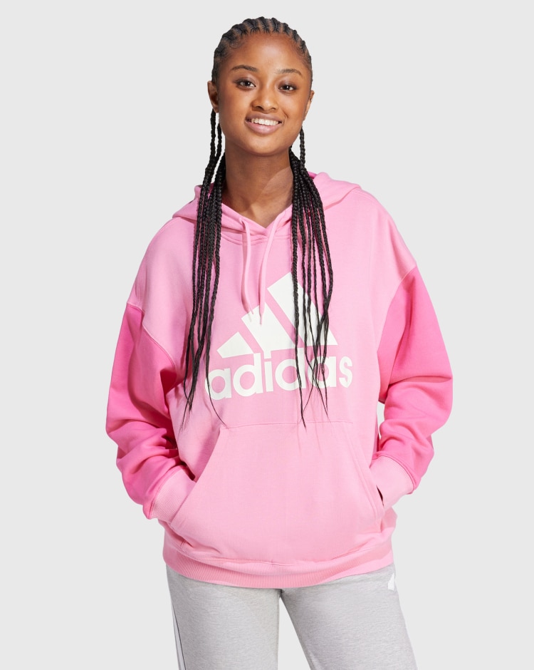 Adidas Felpa con Cappuccio Essentials Big Logo Oversized French Terry Rosa Donna