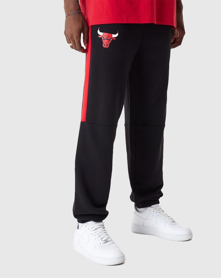 New Era NBA Pantaloni Joggers Colour Block Chicago Bulls Nero Uomo