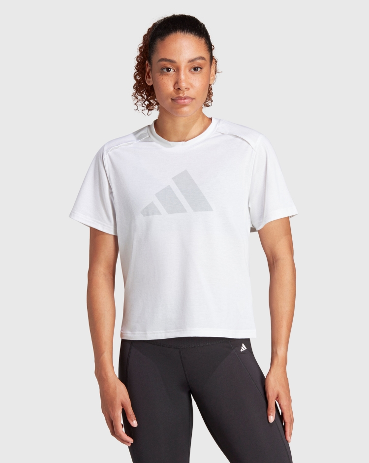 Adidas T-Shirt Power Performance Big Logo Bianco Donna