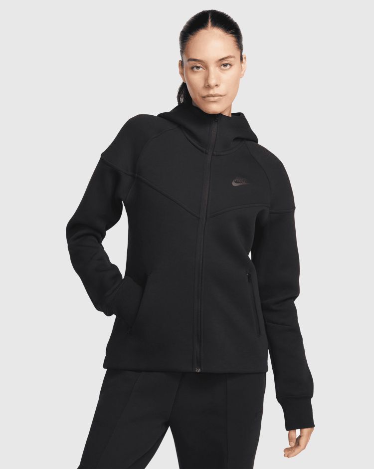 Nike Felpa Con Cappuccio Sportswear Tech Fleece Windrunner Full-Zip Nero Donna