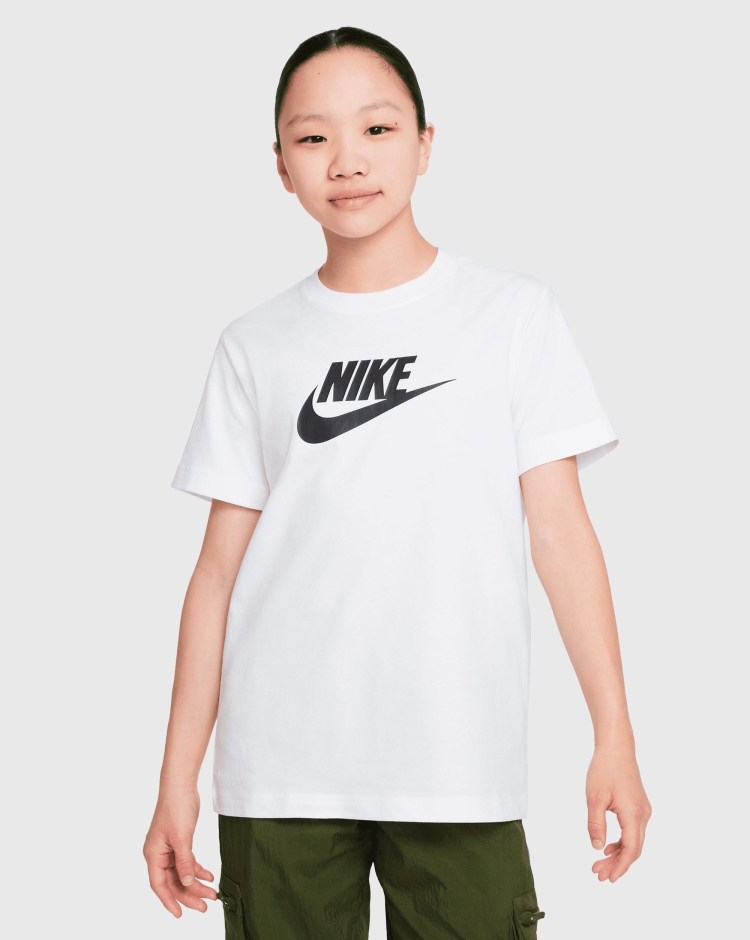 Nike T-Shirt Futura Con Logo Sul Petto Bianco Bambina