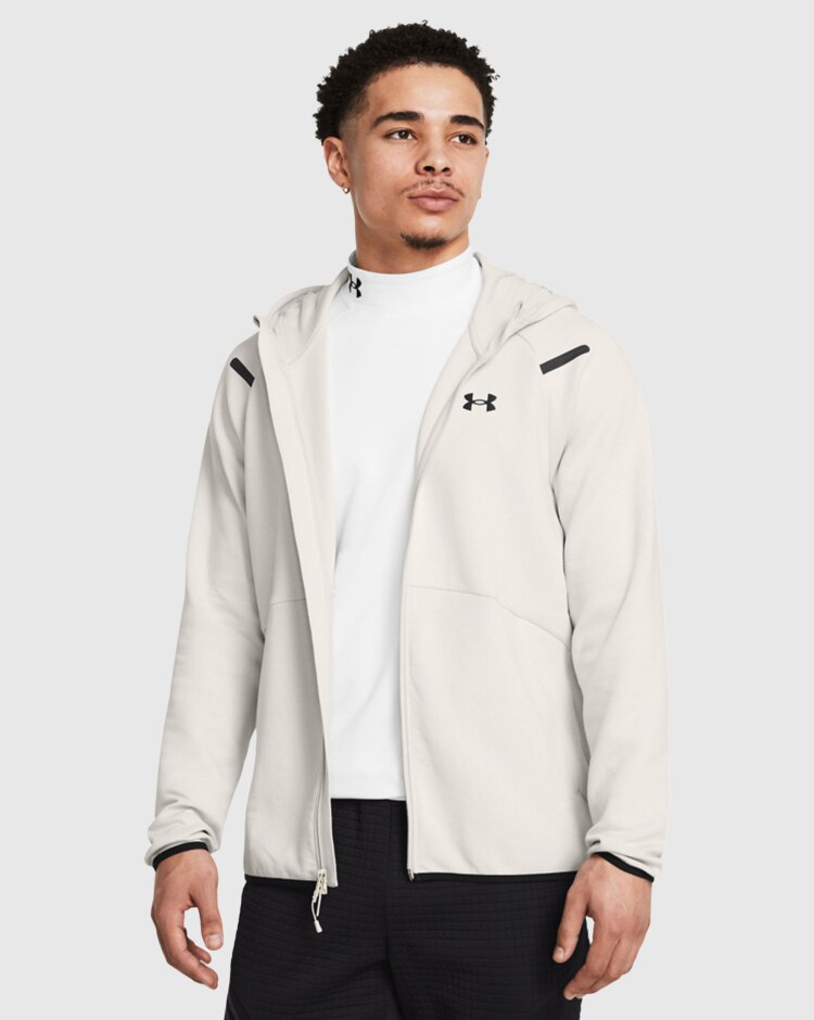 Felpa Con Cappuccio Full Zip Unstoppable Summit White Bianco Uomo