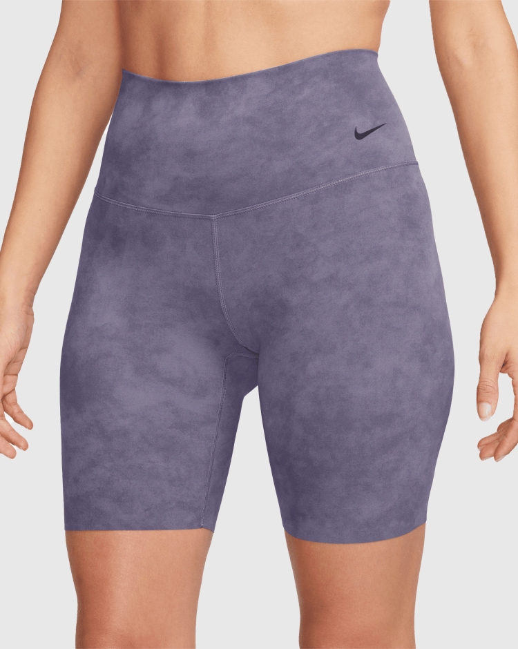 Nike Shorts da ciclista tie-dye 20 cm a vita alta Dri-FIT Viola Donna